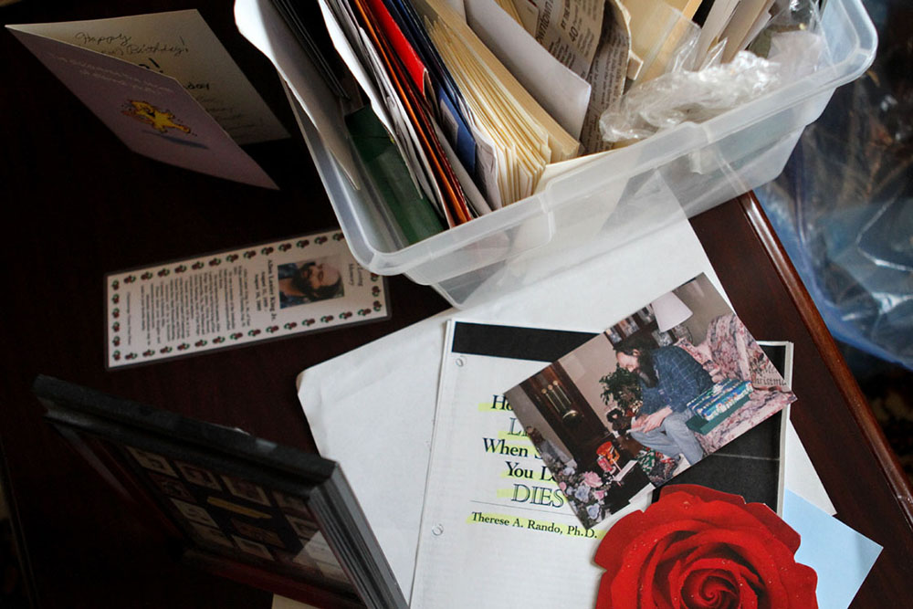 Gloria keeps everything related to Bubba – from old pictures to sympathy cards from after his funeral – in one box in her home.